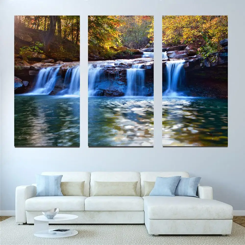 

Drop shipping 3 Panel printed painting Waterfall Painting Wall Art Picture Home Decoration Living Room Modern painting LS482