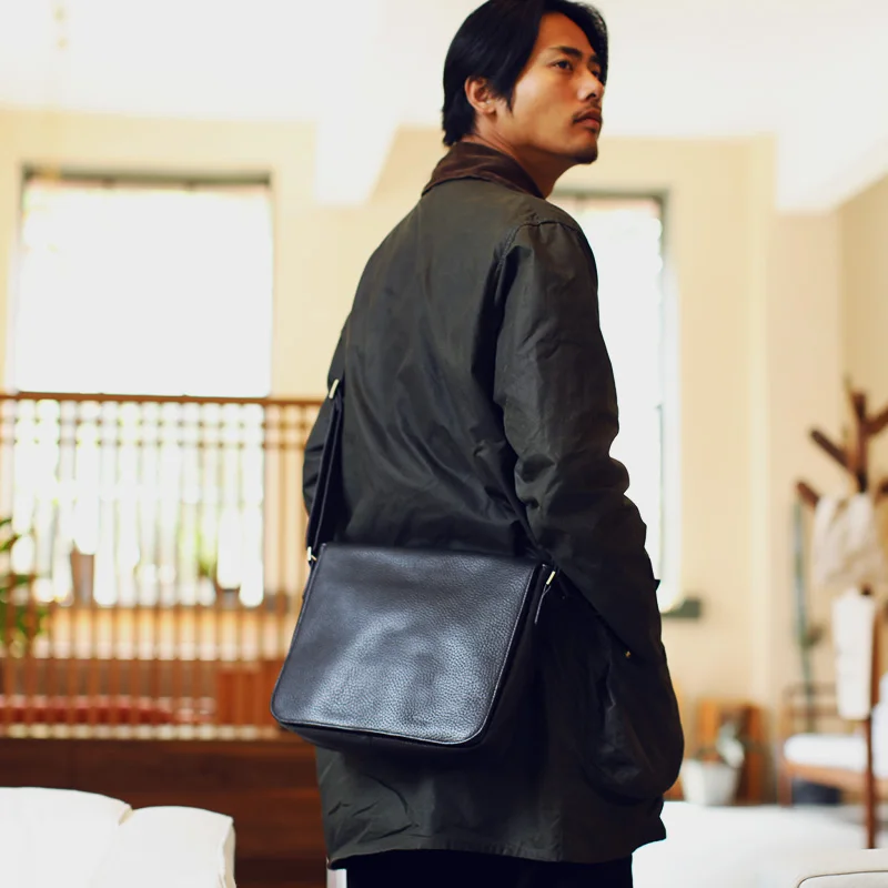 LANSPACE Натуральная кожа Мужская сумка через плечо для отдыха из коровьей кожи в