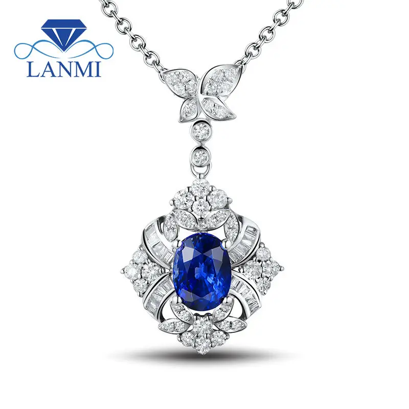 Овальные ожерелья 5x7 мм с подвеской в виде натурального алмазного сапфира для