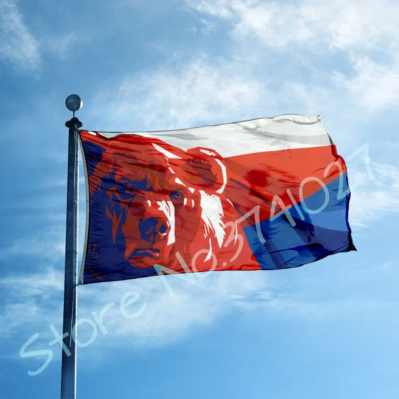 

Russia Bear flag custom single side Russian Flag with new design 100% polyester 3x5ft custom hobby flag banner
