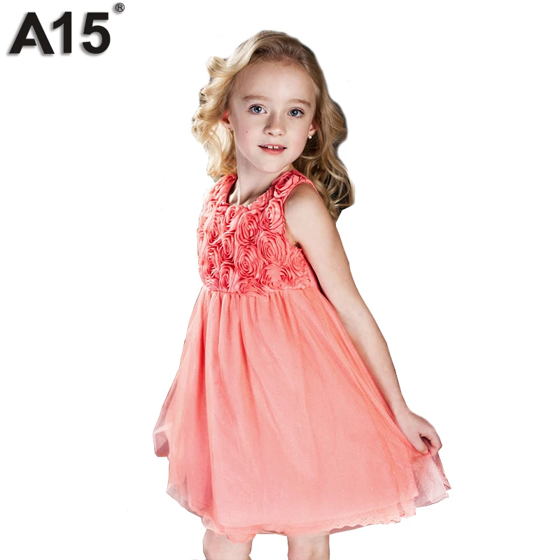 A15 Baby Girls Dress Princess Birthday Party White Flower Summer 2017 Kids for Age 2 3 6 8 Year | Детская одежда и обувь