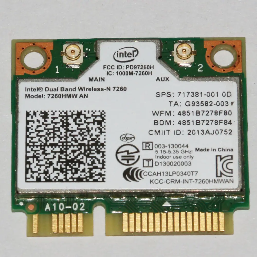 Карта беспроводного адаптера для Intel Wireless N 7260 (7260HMW AN) abgn Wi Fi + Bluetooth 4 Mini PCIe hp 717381 001