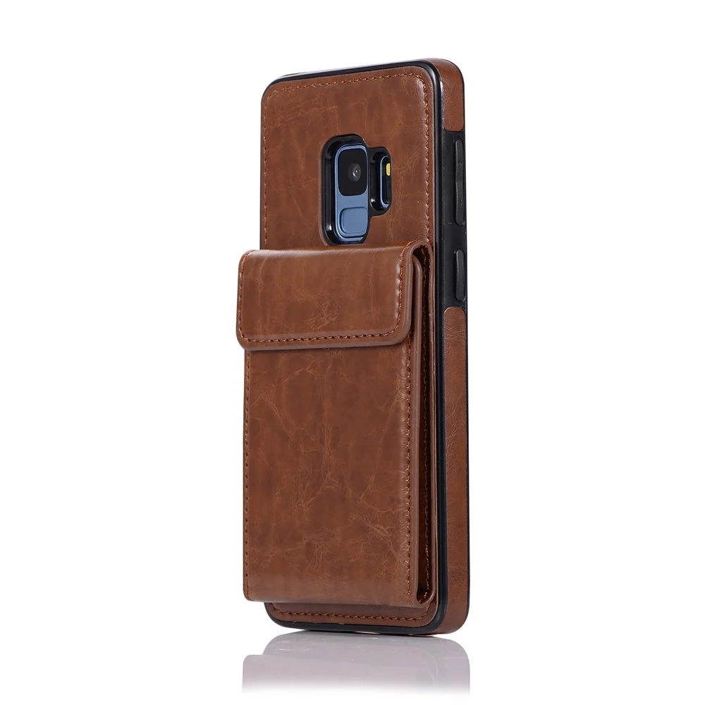 Brown Кожаный чехол для телефона с держатель для карт для samsung Galaxy S8 S9 S10 плюс S10E задняя крышка для S7 S7Edge S 8 10 9 Ретро Чехол - Цвет: Brown
