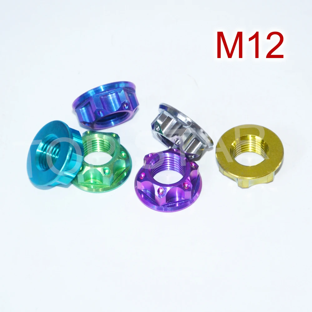 M12 X шаг 1 25 титановая Торцевая гайка для мотоцикла обожженная синяя и винтовая 6