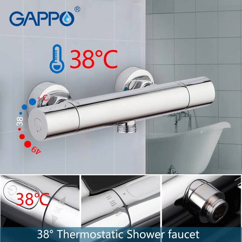 

GAPPO bathroom shower faucet set thermostatic shower chrome wall mounted thermostat shower mixer tap bathtub faucet bath tub tap