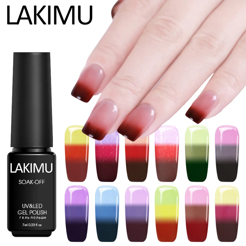 Lakimu 7 мл изменение температуры цветной гель лак Полупостоянный Led Лампа для
