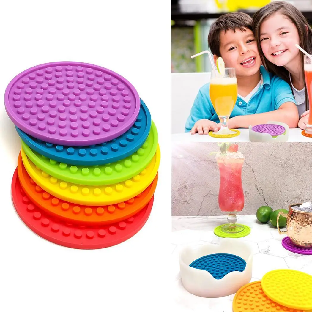 6 шт./компл. креативный красочный силиконовый подстаканник круглый кофе чашки