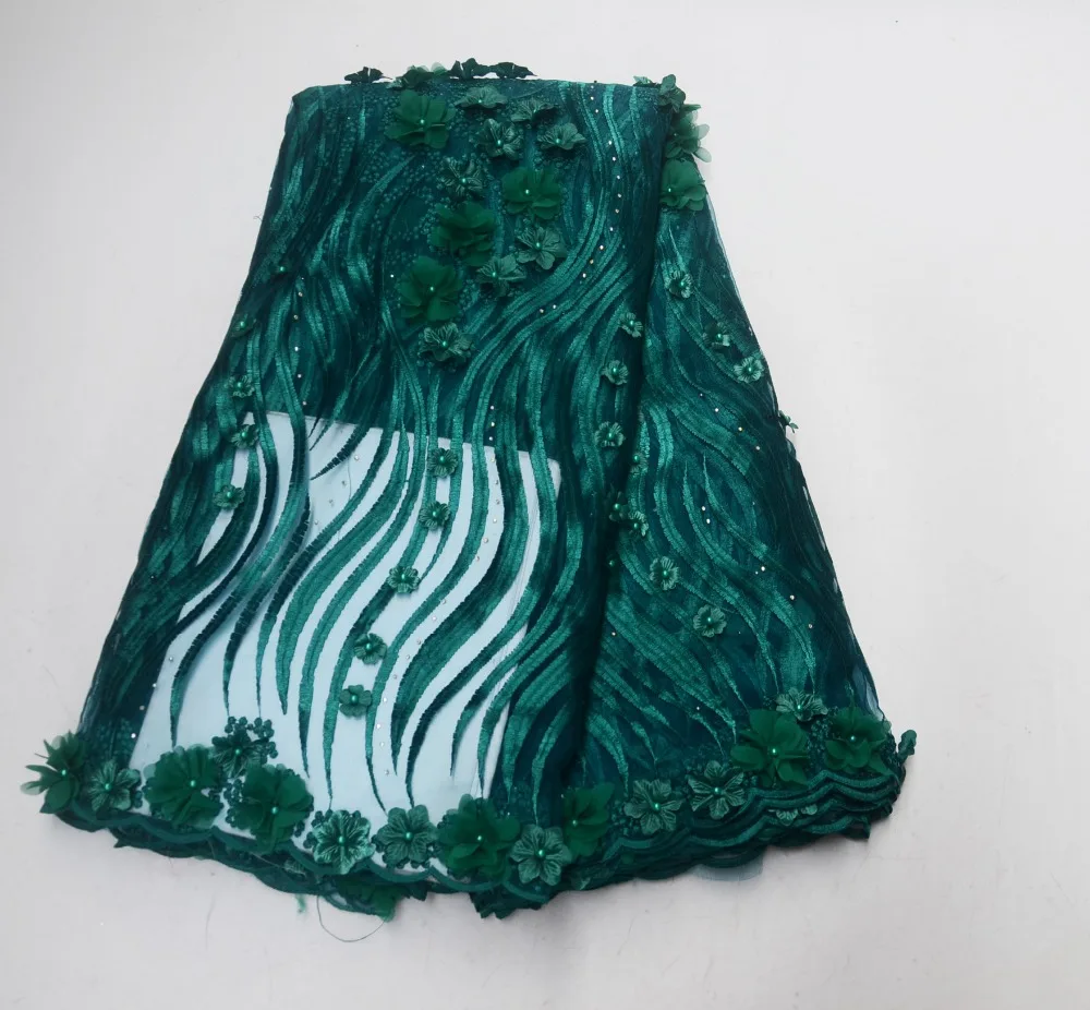 3d lace fabric with beads and stones 2019 high quality french nigerian embroidered tulle 5yards/lot P58002 | Дом и сад