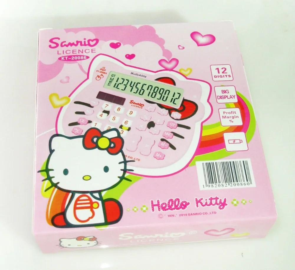 Новый милый Базовый Электронный калькулятор Hello Kitty 12 цифровых цифр розовый с