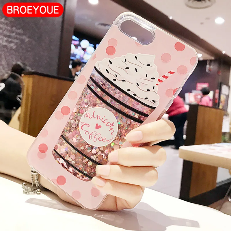 BROEYOUE Case For iPhone 5 5S SE 6 6S 7 8 Plus X Glitter Star Dynamic Liquid Quicksand Phone Cover |