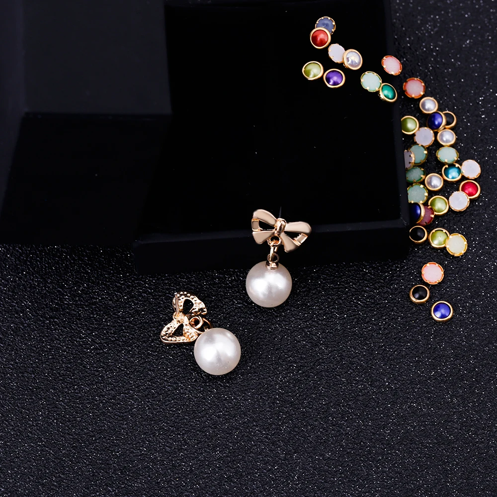 Модные серьги гвоздики с искусственным жемчугом FAMSHIN жемчужные бантом