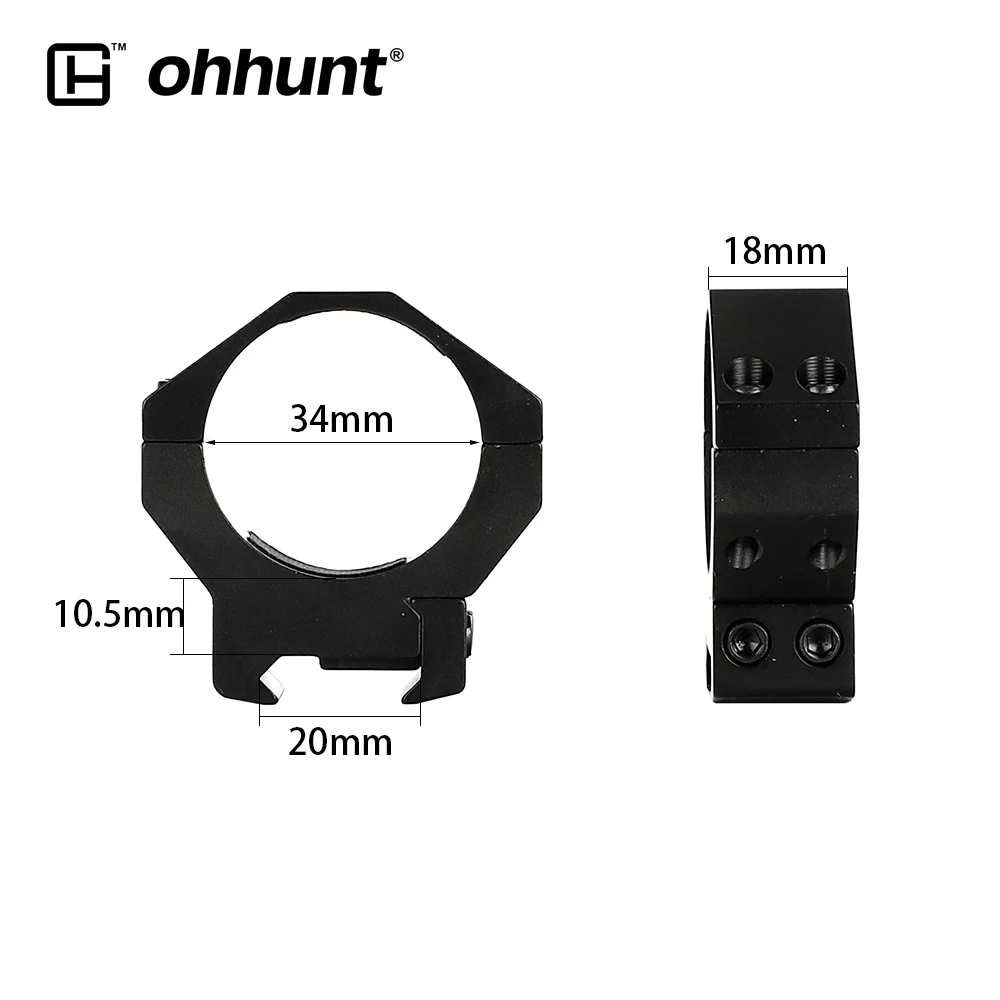 No.1 Ohhunt 2 шт. охотничье крепление кольца 34 мм трубка низкий средний профиль Пикатинни Вивер кольцо Алюминий для тактический прицел - Цвет: No.1