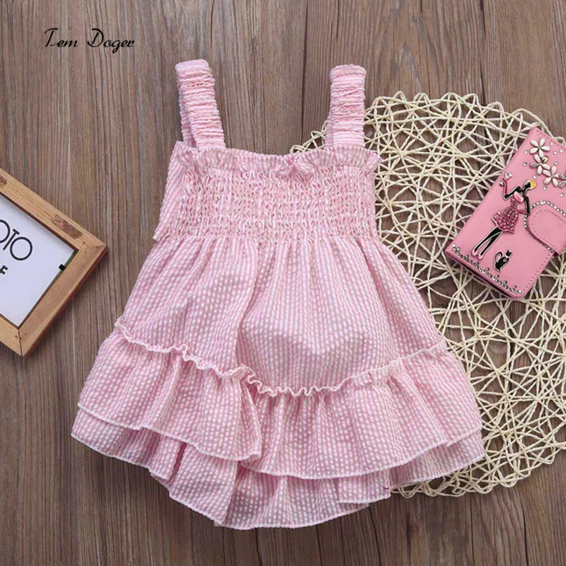 ТЕА doger Детская летняя одежда для девочек милые хлопковые в полоску без рукавов