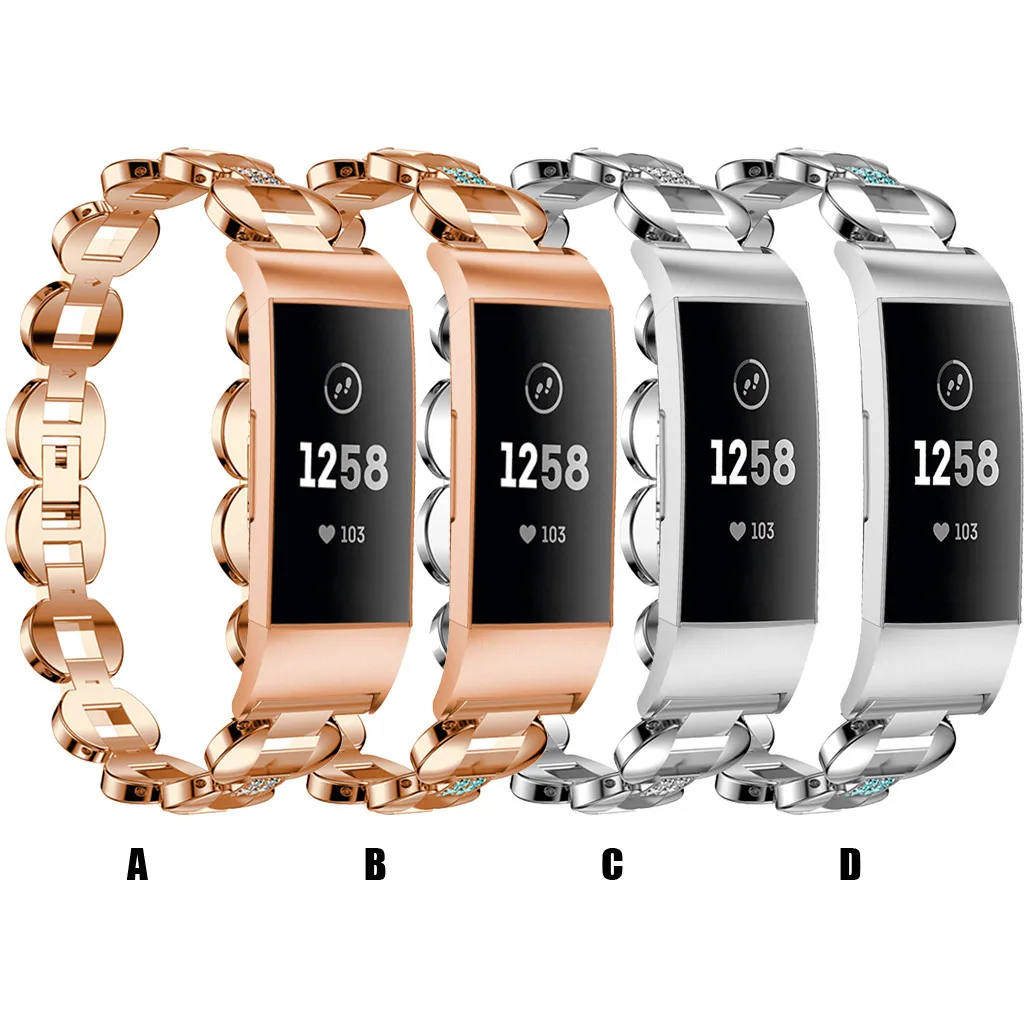 Умные умные часы ремешок Smartband mi band Link металлические браслеты Замена регулируемые ремешки кристалл для Fitbit Charge 3
