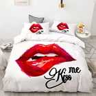 3D Digital Printing Custom Bedding Set,QuiltDuvet Cover Set Twin Full Queen King,Bedclothes Sexy red lips Kiss Me Drop Shipping