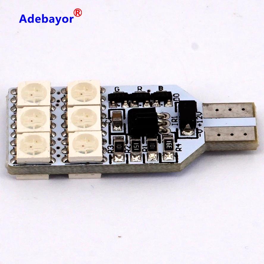 2 x автомобиль новый RGB T10 5050 12SMD красочные с пультом дистанционного управления