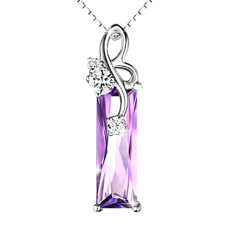 design 2 OMHXZJ,, Европейская мода, для женщин, девушек, вечерние, подарок, аметист, AAA, циркон, S925 серебро, ожерелье, подвеска, шарм, CA161 - Цвет камня: design 2