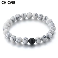 chicvie black white charm distance women bracelet bangles natural stone natur bead braided for men jewelry bracelets sbr180021