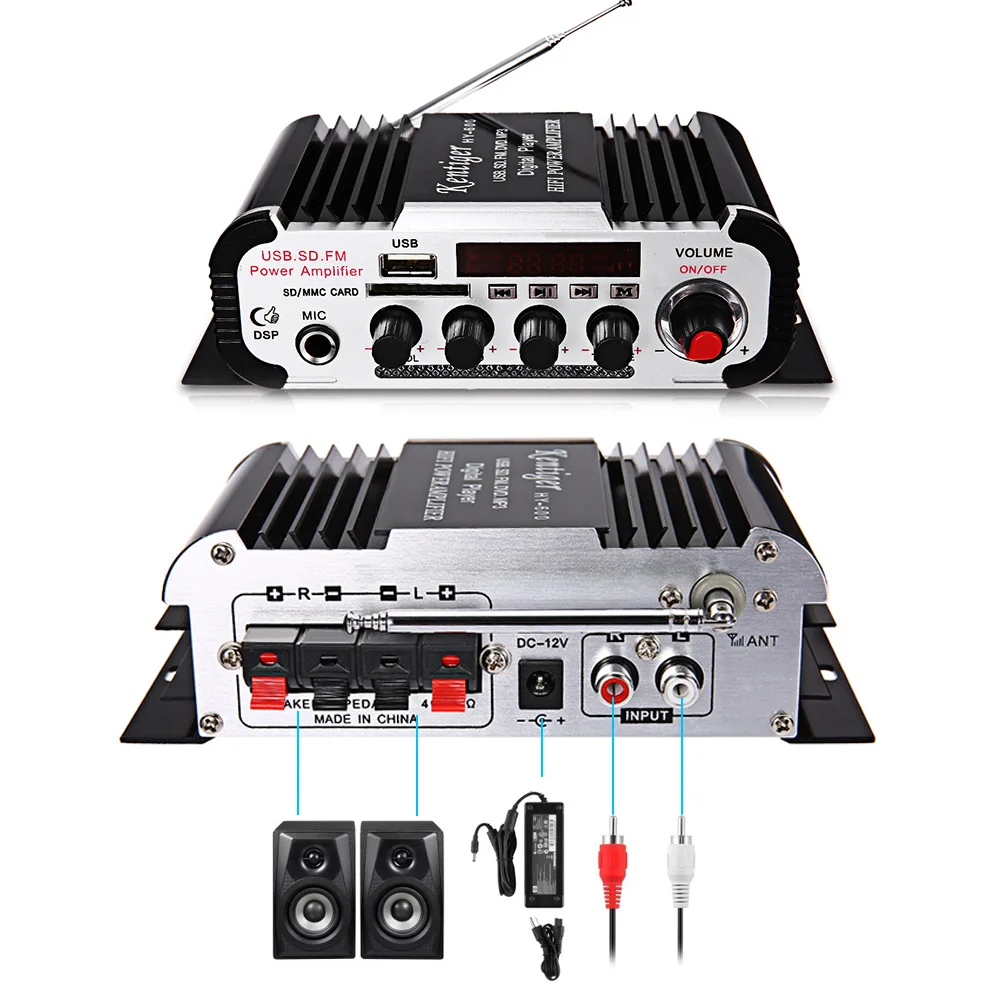 Kentiger HY 600 ИК Управление Портативный Автомобильные усилители FM MP3 USB