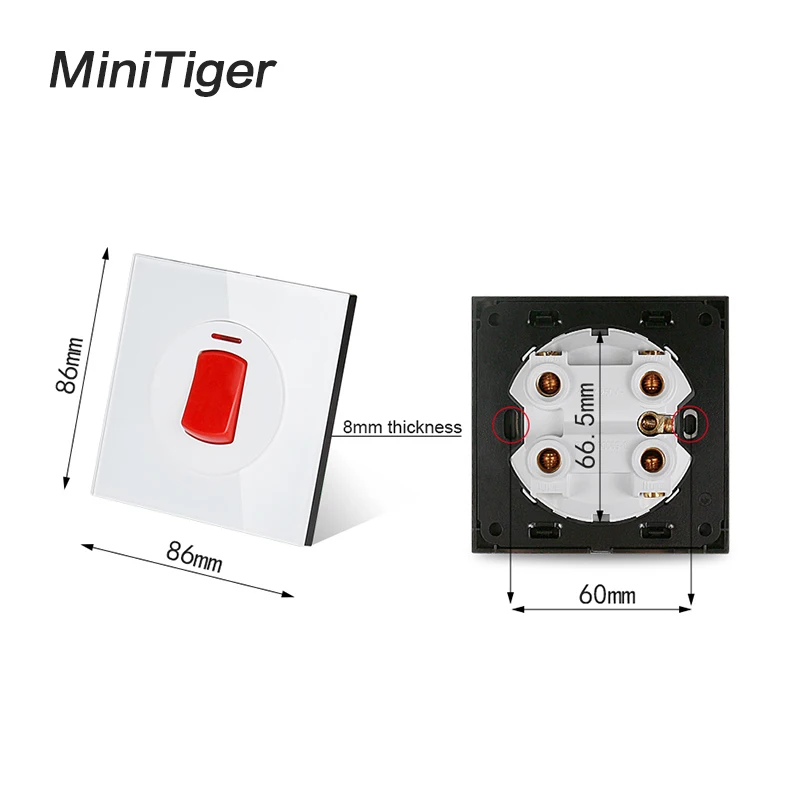 Minitiger 20A/45A переключатель с неоновым высокомощным кухонным водонагревателем