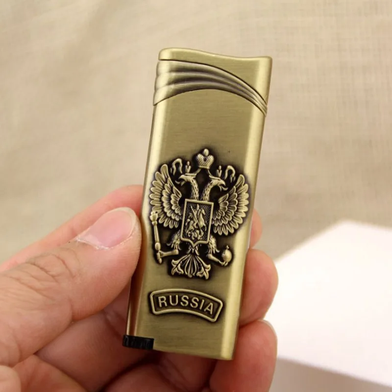 Российские эмблемы металлические зажигалки с резьбой пламя прямой огонь