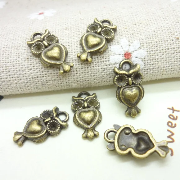 Оптовая продажа 100 шт винтажные Подвески Сова Кулон Античная бронза подходят