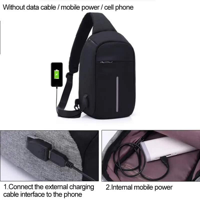 The New Waterproof Anti-Theft Chest Bag Hide Zipper Briefcase Charging Messenger Bag