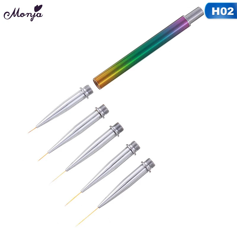 5 головок улыбка в форме полумесяца Акрил французский Nail Art Brush Set UV гель для ногтей градиент Цвет советы 3D DIY живопись чертежный вкладыш ручка - Цвет: 02