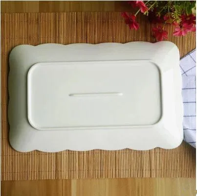 Creative Pure White Ceramic Rectangular Plate Restaurant Steamed Fish Roast Western | Дом и сад