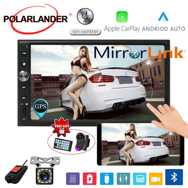 7 'ɲ DIN Автомобильная Радио Камера заднего вида DVR Авторадио MP5 для Apple Carplay и