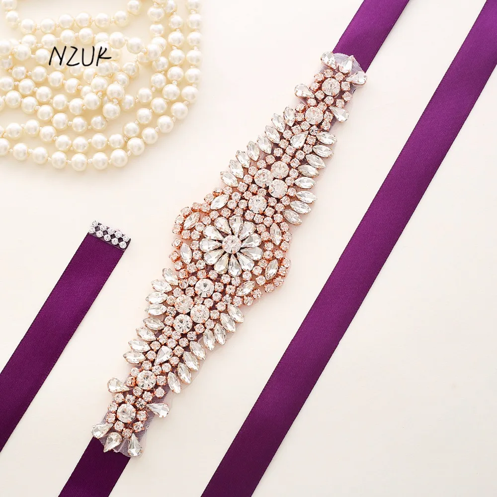 

Rhinestones Bridal Belt Rose Gold Crystal Wedding Dress Belt Diamond Wedding Sash For Bridal Bridemaid Dress Y137RG