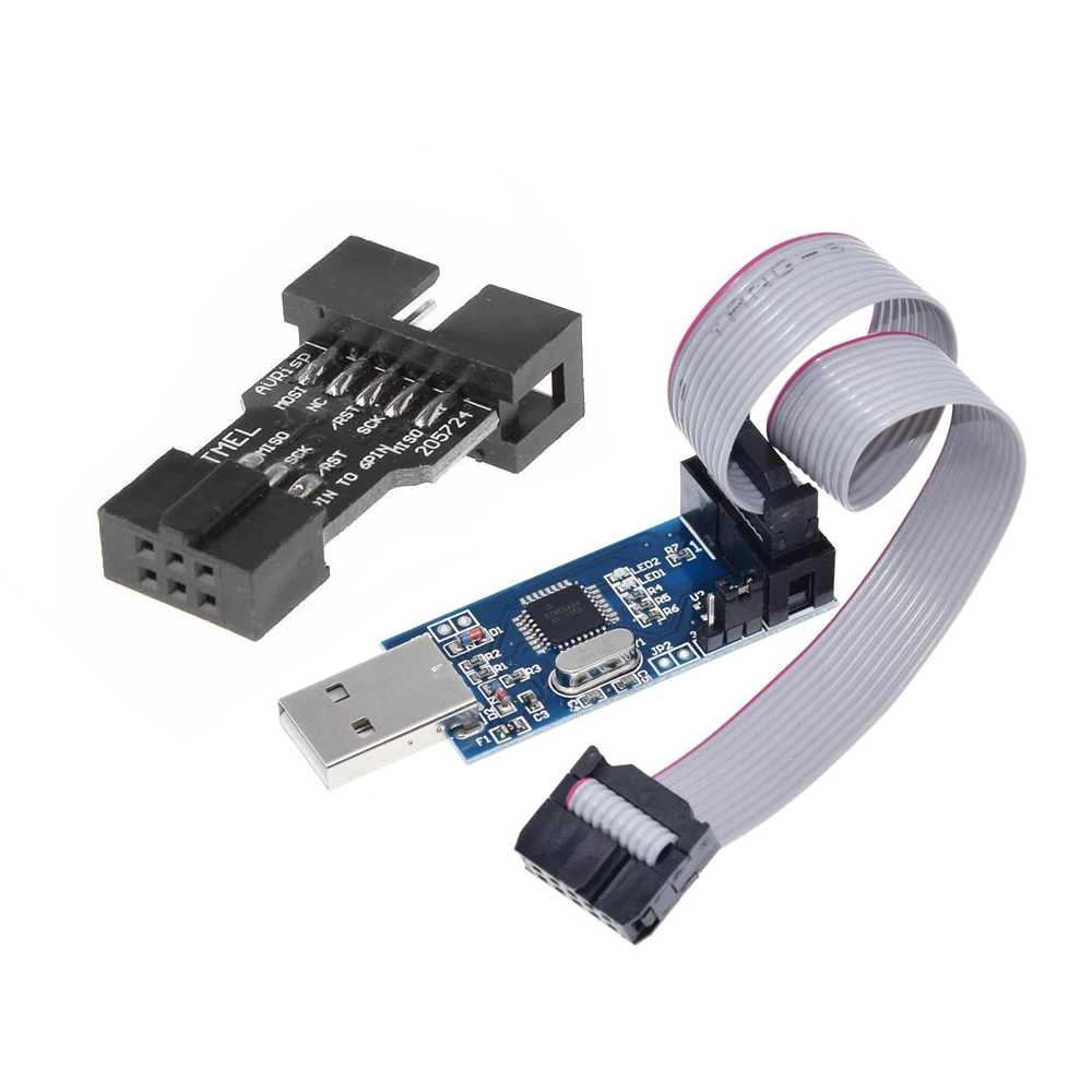USB программатор ATMEGA8 ATMEGA128 ATtiny/CAN/PWM 10 контактный проводной модуль сделай сам|avr
