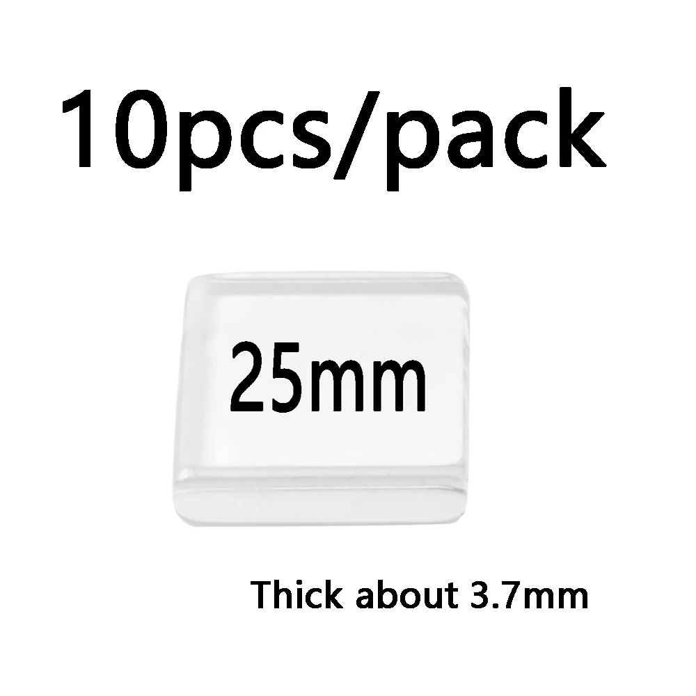 12 мм 20 мм 22 мм 25 мм прозрачные с обеих сторон плоские квадратные стеклянные кабошоны прозрачные увеличительные кабошоны для изготовления ювелирных изделий своими руками - Цвет: Both side flat 25mm