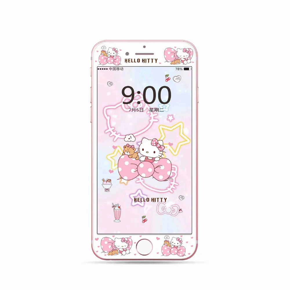 Закаленное стекло для защиты экрана для iPhone 6, 6s Plus, 7, 8 Plus, Kitty Cat, мультфильм, защитное полное покрытие, 3D пленка с закругленными краями SH04 - Цвет: 86