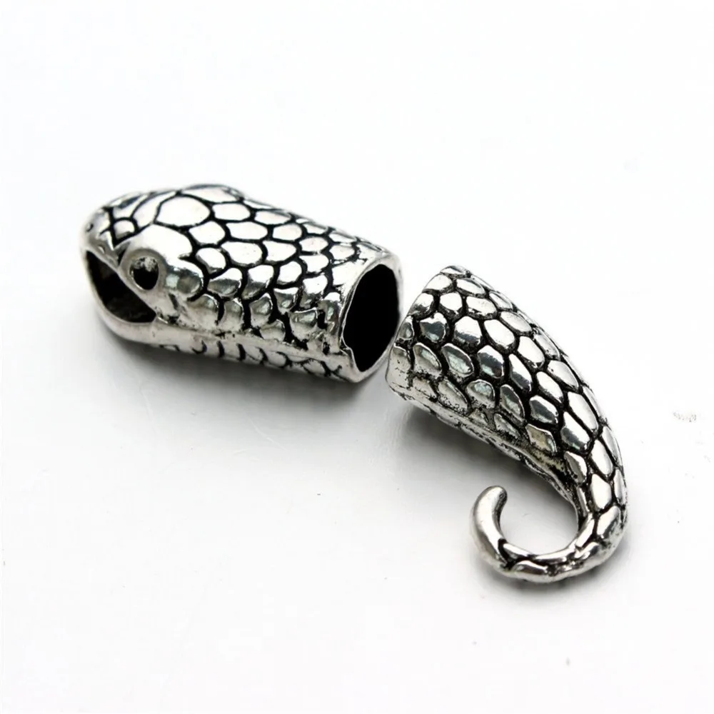 10 комплектов застежка крючок для кожаного шнура 7 мм|hook snake|hook silverleather gold |