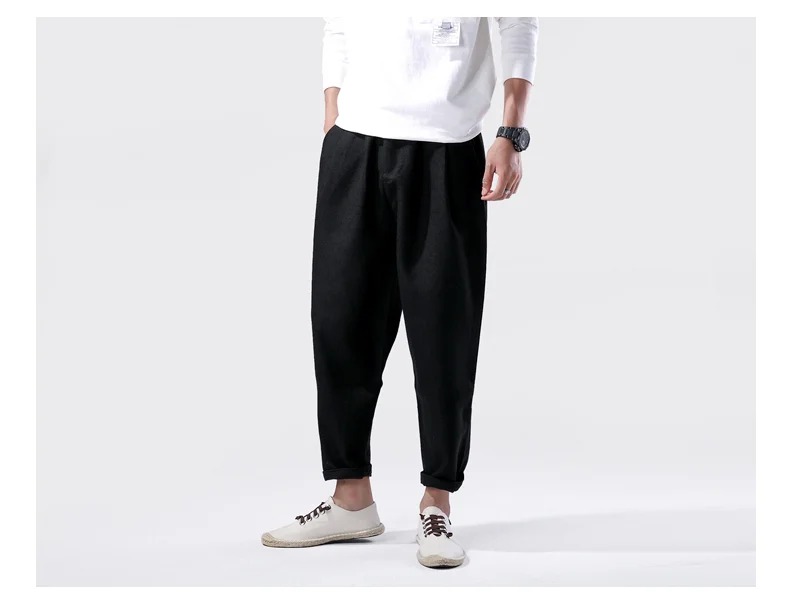 Men Vintage Fashion Casual Loose Pant Japan Harajuku Streetwear Harem Trousers Male