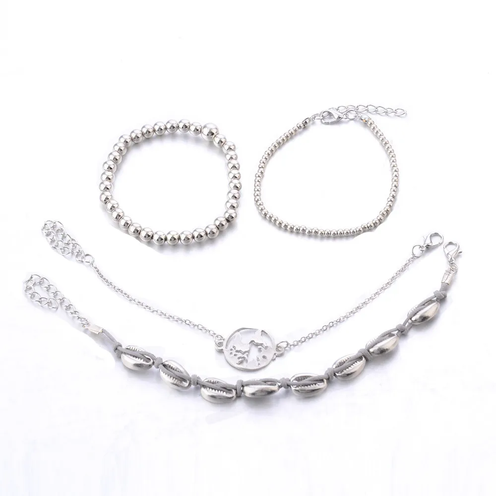 DIEZI 4 шт./компл. богемные серебряные браслеты на цепочке винтажные модные с