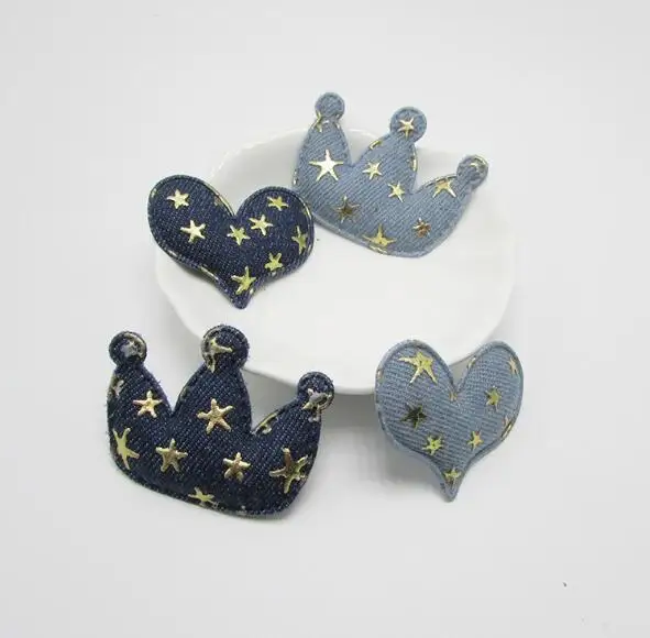 

30pcs/lot 4.5cm Denim Heart,Crown Kawaii Kids Patch, for Decoration, Clothing, DIY, Baby Garment Accessorie