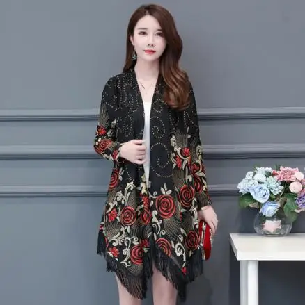 2019 Winter Autumn Cardigans Women elegant long Sleeve Tassel Outerwear loose plus size Coat Jacket Female LJ539 |