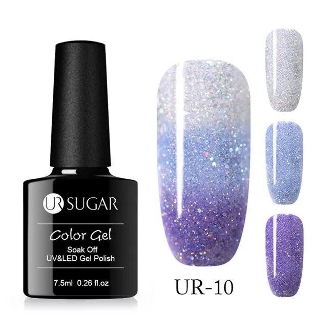 45024-10 Ur Sugar, 7,5 мл, перламутровая оболочка, термо меняющий цвет, Гель-лак для ногтей, блеск, температура, впитывается, УФ светодиодный Гель-лак для ногтей - Цвет: 45024-10