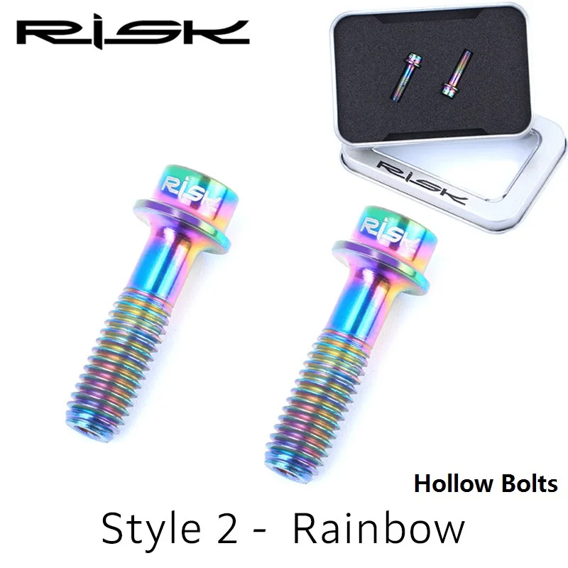 Style 2-Rainbow RISK M5* 18 мм титановый сплав полый винт Тормозная Ручка сиденья зажимный держатель Болты MTB шоссейные велосипедные винты велосипедные аксессуары черный - Цвет: Style 2-Rainbow