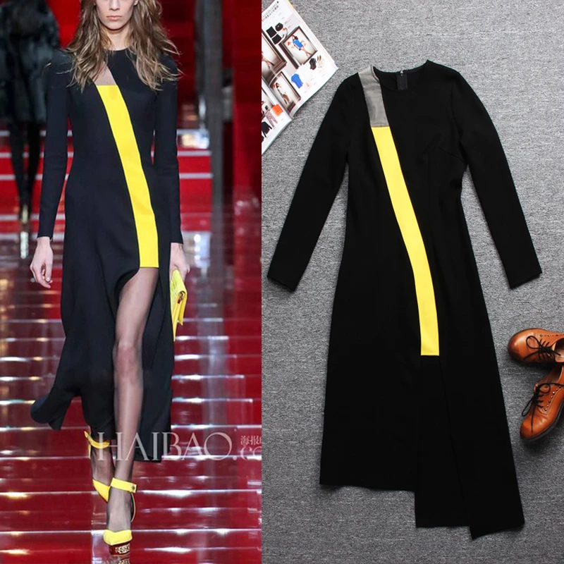 Женское Ассиметричное платье черное облегающее большого размера XXL с длинным