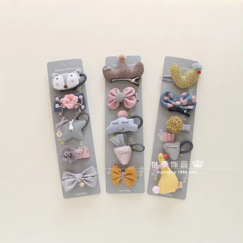 5pcs/set New Cute Sweet Headwears Girls Lovely Cartoon Flower Hairpins Kids Children Headbands Baby Hair Accessories Set Gift | Детская