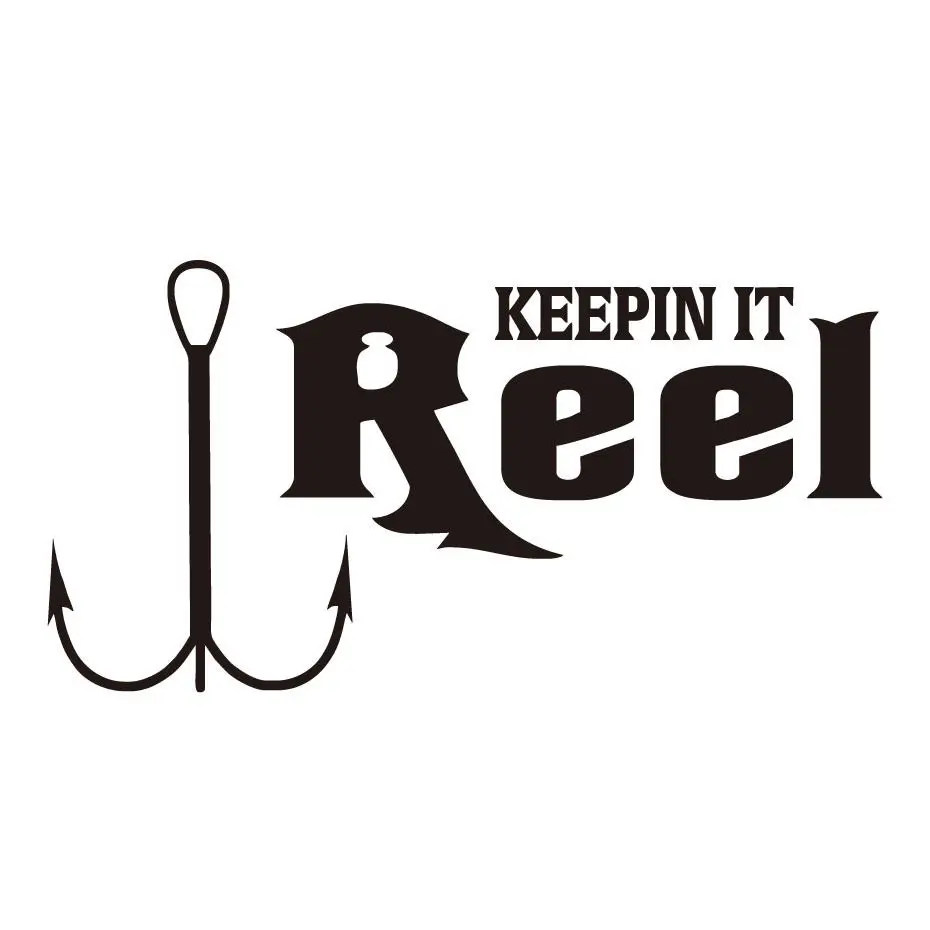 

KEEPIN IT Reel Fishing Fishhook Car Decal Vinyl Sticker Removable Window Decal