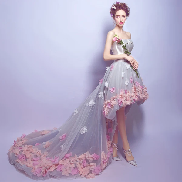 Романтические розовые жемчужные белые цветочные платья для выпускного вечера