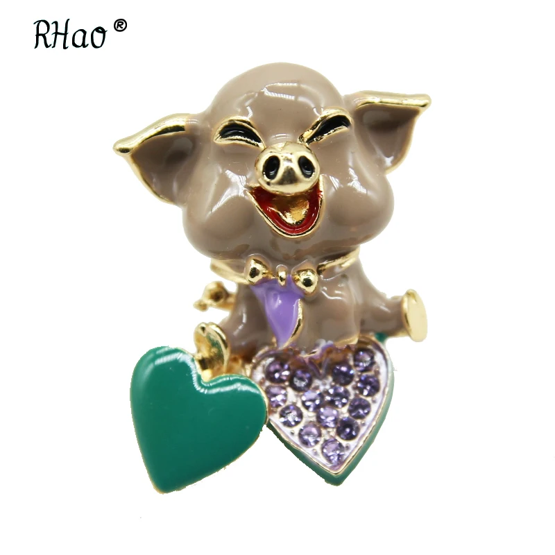 RHao Милые Броши в форме свиньи булавки эмалированные броши животных