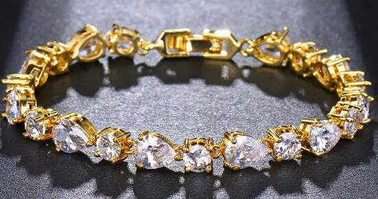 gold Emmaya Роскошный AAA циркон элементы 3 цвета австрийский кристалл браслеты модные украшения для женщин любовь подарок Вечерние - Окраска металла: gold