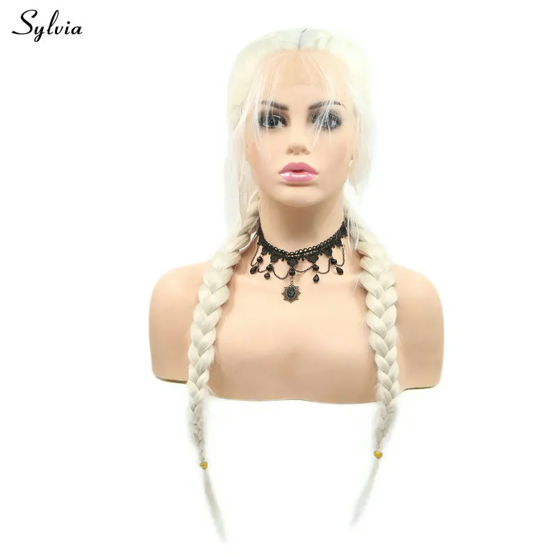 Sylvia 2x твист парик с косами блондинка синтетические волосы на кружеве ребенком