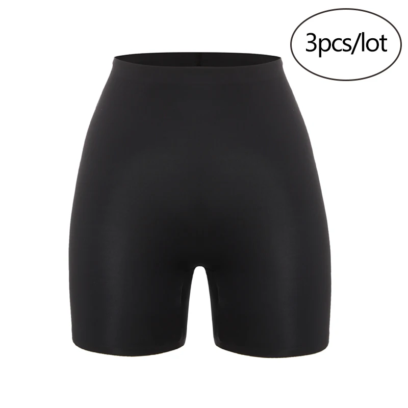 3pcs Black VASLANDA бесшовные колготки Короткие штаны под юбку брюки для женщин Basics боксер безопасность под брюки анти натирание короткие Feminino - Цвет: 3pcs Black