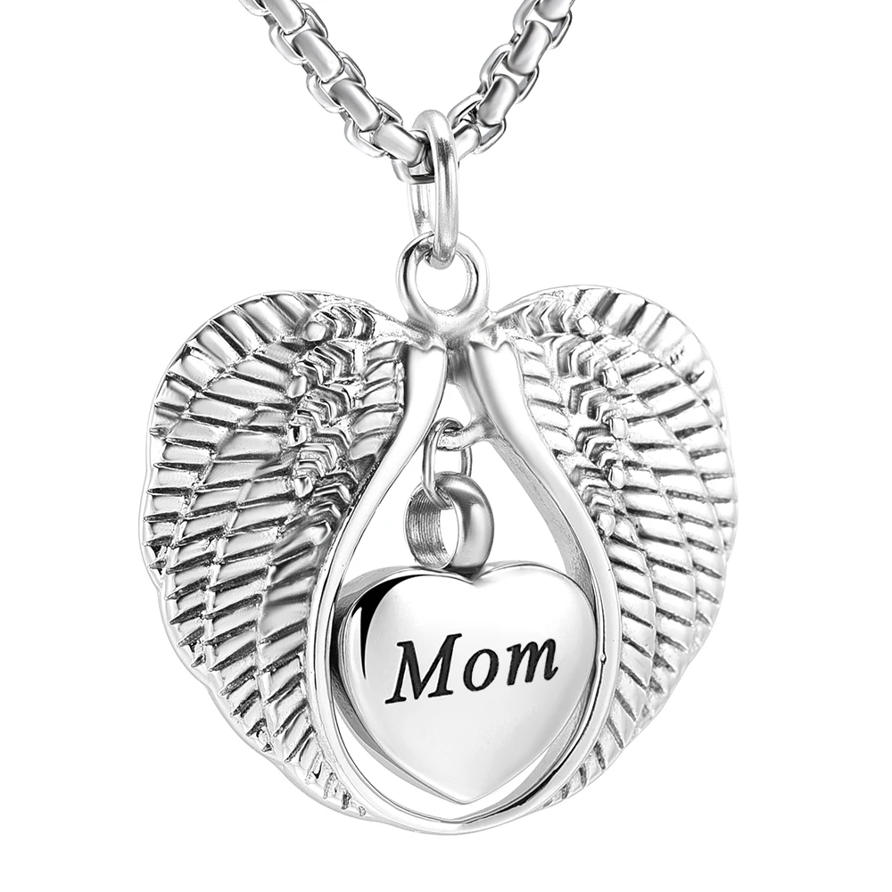 Ожерелье с крыльями ангела для пепла пустым/папью/мамой/синой/лапой гравировкой